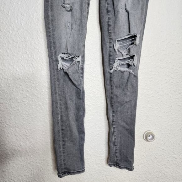 American Eagle Next Level Stretch Distressed Jeggings in Gray Women's Size 00 - Picture 5 of 10